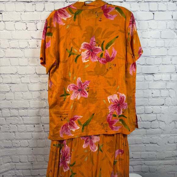 Carole Little Sport Hawaiian Floral Print Blouse and Dress Size Large - Picture 4 of 8